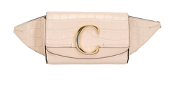 Crocodile Embossed Belt Bag, Leather, Pink, C1T7ZM, 2*